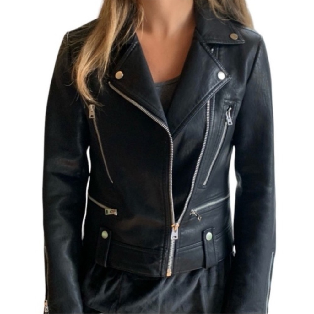 Topshop Faux Leather Black Moto Jacket